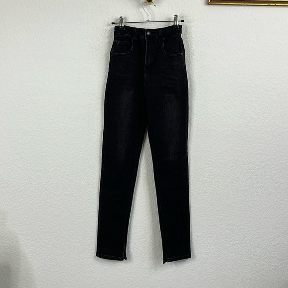 Alexander Wang Stovepipe Slit Hem Denim Flat Back Trouser Denim Jeans - Picture 2 of 9